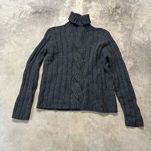 Witchery Sweater Womens Medium Gray Lambswool Chunky Knit Turtleneck‎